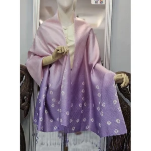 ผ้าคลุมไหล่ไหม ยกดอก มัดย้อม ไล่เฉดสี ขนาด 65x200ซม.